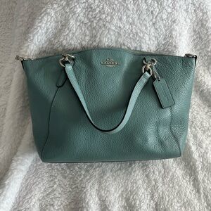 Coach Pebbled Leather Tote in Teal